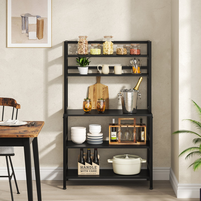 17 Stories Geyer 31.5'' Iron Standard Baker's Rack with Microwave